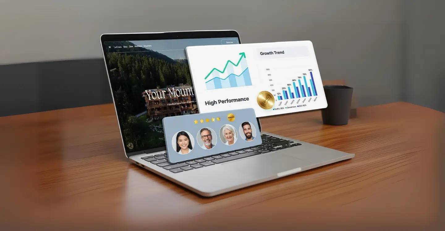 SEO analytics dashboard showing search rankings and traffic growth